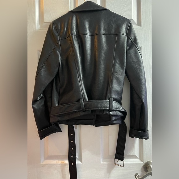 Faux leather biker jacket with belt - Picture 5 of 5